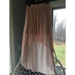 Blush pink high low skirt
